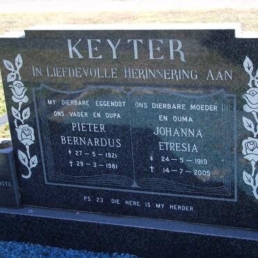 KEYTER Pieter Bernardus 1921-1981 &amp; Johanna Etresia 1919-2005