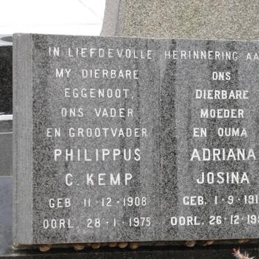 KEMP Philippus C. 1908-1975 &amp; Adriana Josina 1915-1999