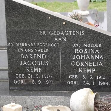 KEMP Barend Jacobus 1907-1971 &amp; Rosina Johanna Cornelia 1912-1994