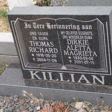 KILLIAN Thomas Richard 1918-2004 &amp; Dirkie Aletta Magrieta 1930-2001