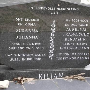 KILIAN Aurelius Franciscus Benjamin 1912-1971 &amp; Susanna Johanna 1918-2000