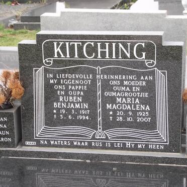 KITCHING Ruben Benjamin 1917-1994 &amp; Maria Magdalena 1925-2007