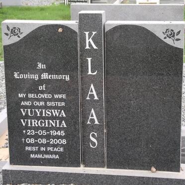 KLAAS Vuyiswa Virginia 1945-2008