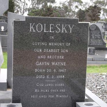 KOLESKY Gavin Wayne 1967-1988