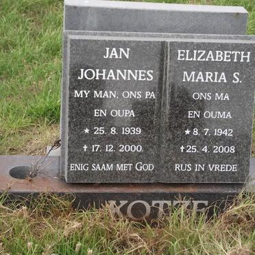 KOTZE Jan Johannes 1939-2000 &amp; Elizabeth Maria S. 1942-2008