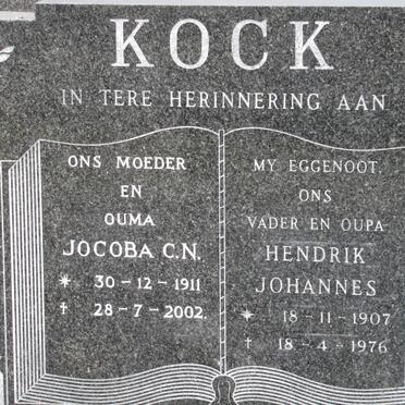 KOCK Hendrik Johannes 1907-1976 &amp; Jocoba C.N. 1911-2002