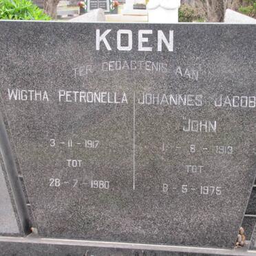 KOEN Johannes Jacobus 1913-1975 &amp; Wigtha Petronella 1917-1980