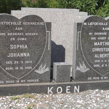 KOEN Marthinus Christoffel Albertus 1923-1977 &amp; Sophia Johanna 1925-1990