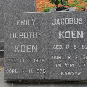 KOEN Emily Dorothy 1906-1976 :: KOEN Jacobus J. 1921-1981