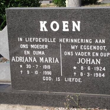 KOEN Adriana Maria 1919-1996 &amp; Johan 1924-1984
