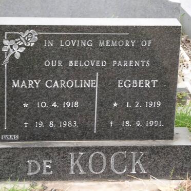 KOCK Mary Caroline, de 1918-1983 &amp; Egbert 1919-1991