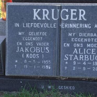 KRUGER Jakobus 1955-1996 &amp; Alice STARBUCK 1955-2001