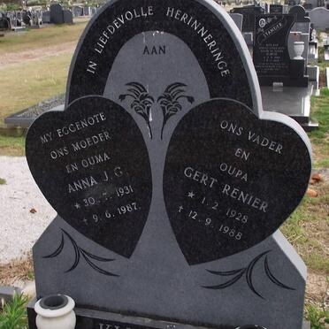 KUNNEKE Gert Renier 1928-1988 &amp; Anna J.G. 1931-1987