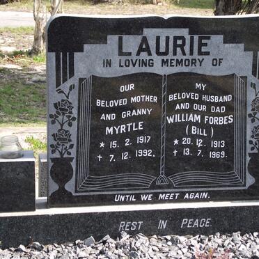 LAURIE William Forbes 1913-1969 &amp; Myrtle 1917-1992