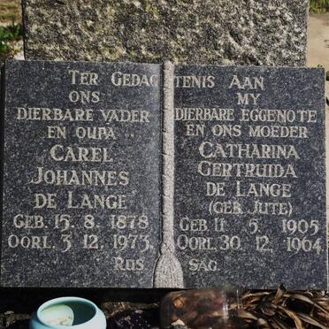 LANGE Carel Johannes, de 1878-1973 &amp; Catharina Gertruida JUTE 1905-1964