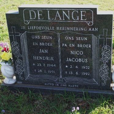 LANGE Jan Hendrik, de 1944-1991 :: LANGE Nico Jacobus, de 1952-1992