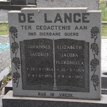 LANGE Johannes Jacobus, de 1924-1972 &amp; Elizabeth Jacoba Petronella 1924-1971