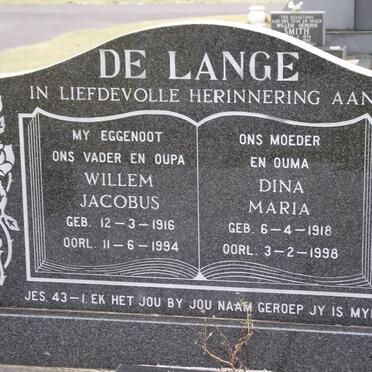 LANGE Willem Jacobus, de 1916-1994 &amp; Dina Maria 1918-1998