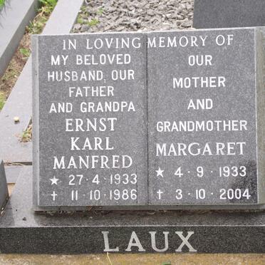 LAUX Ernst Karl Manfred 1933-1986 &amp; Margaret 1933-2004