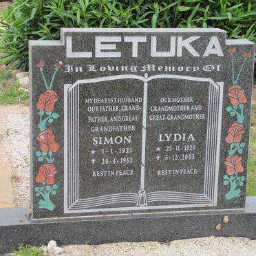 LETUKA Simon 1921-1962 &amp; Lydia 1920-2005