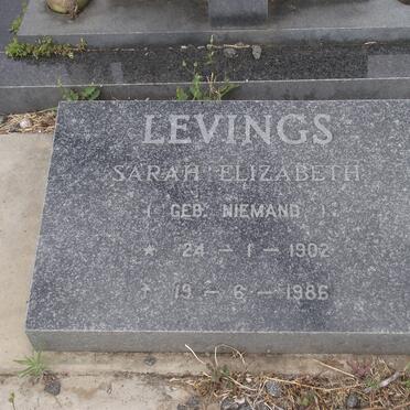 LEVINGS Sarah Elizabeth nee NIEMAND 1902-1986