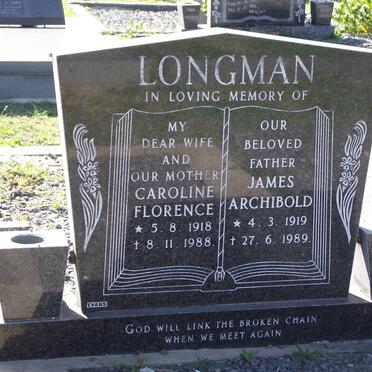 LONGMAN Caroline Florence 1918-1988  &amp; James Archibold 1919-1989