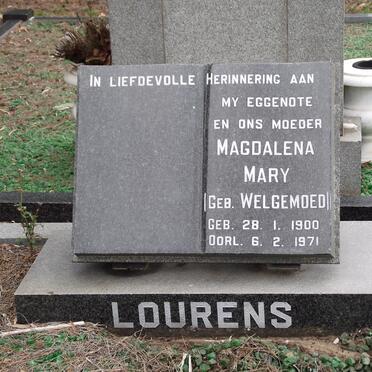 LOURENS Magdalena Mary nee WELGEMOED 1900-1971