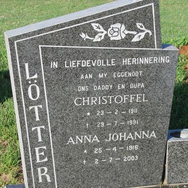 LOTTER Christoffel 1911-1991 &amp; Anna Johanna 1916-2003