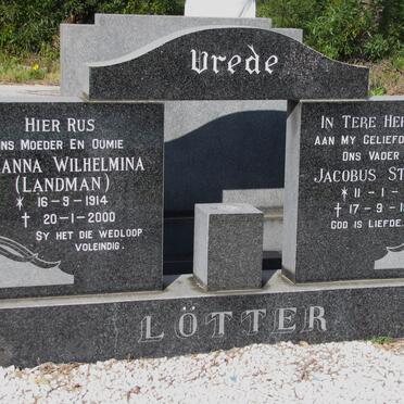 LOTTER Jacobus Stephanus 1913-1977 &amp; Johanna Wilhelmina LANDMAN 1914-2000