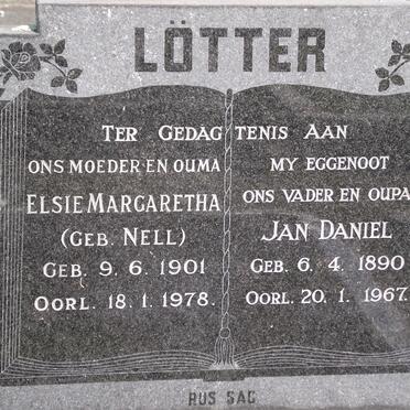 LOTTER Jan Daniel 1890-1967 &amp; Elsie Margaretha NELL 1901-1978