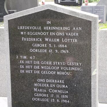 LOTTER Frederick Willem 1884-1969 &amp; Maria Cornelia 1891-1984