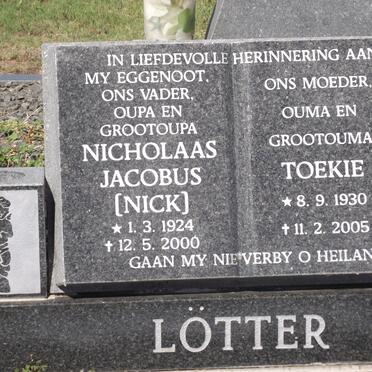 LOTTER Nicholaas Jacobus 1924-2000 &amp; C.J.M. 1930-2005