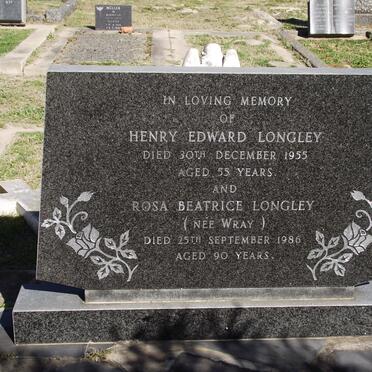 LONGLEY Henry Edward -1955 &amp; Rosa Beatrice WRAY -1986
