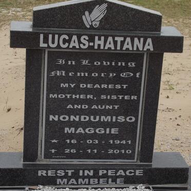 LUCAS-HATANA Nondumiso Maggie 1941-2010