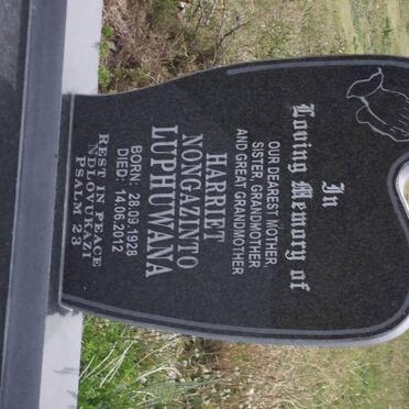 LUPHUWANA Harriet Nongazinto 1928-2012