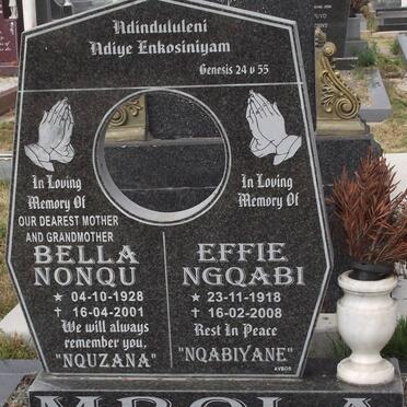 MBOLA Bella Nonqu 1928-2001 &amp; Effie Ngqabi 1918-2008