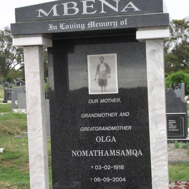 MBENA Olga Nomathamsamqa 1918-2004