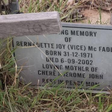 MC FADDEN Bernadette Joyce nee VICE 1971-2002