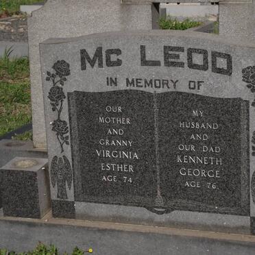 MC LEOD Virginia Esther 1900-1974 &amp; Kenneth George -1971