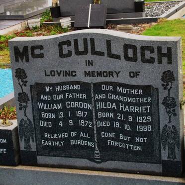 MC CULLOCH William Gordon 1917-1972 &amp; Hilda Harriet 1929-1998