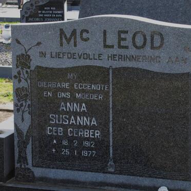 MC LEOD Anna Susanna nee GERBER 1912-1977