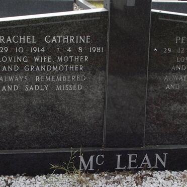 MC LEAN Peter John 1914-1987 &amp; Rachel Cathrine 1914-1981
