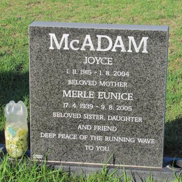 McADAM Joyce 1915-2004 :: McADAM Merle Eunice 1939-2005