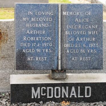 McDONALD Arthur Robertson -1970 &amp; Alice REGAN -1975