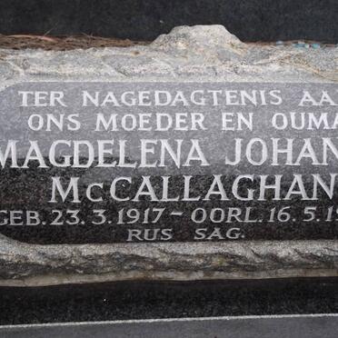 McCALLAGHAN Magdalena Johanna 1917-1997