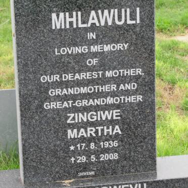 MHLAWULI Zingiwe Martha 1936-2008
