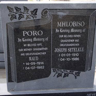 MHLOBISO Joseph Setelele 1910-1986 &amp; PORO Maud 1914-1982