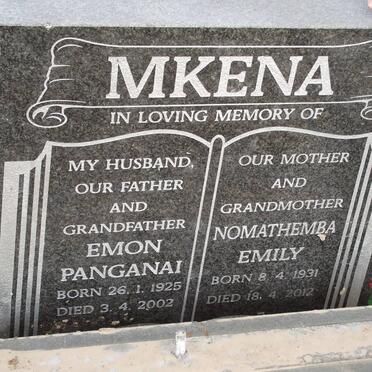 MKENA Emon Panganai 1925-2002 &amp; Nomathemba Emily 1931-2012