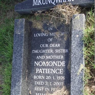 MKUNQWANA Nomonde Patience 1976-2007
