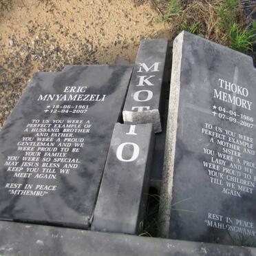 MKOTO Eric Mnyamezeli 1961-2007 &amp; Thoko Memory 1966-2007